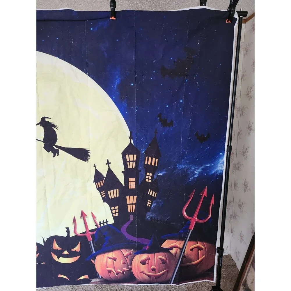 7X5FT Halloween Backdrop Photography Background Horror Moon Night Scary Cemetery